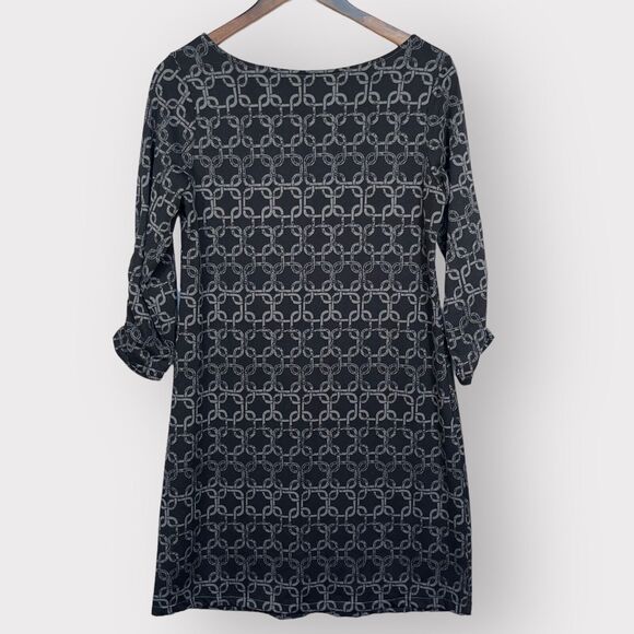 Soybu Activewear Dress Women M Black Pullover Geometric Link‎ Ruched 3/4 Sleeve - Picture 6 of 9